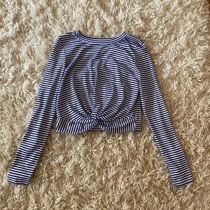 Striped knotted crop top